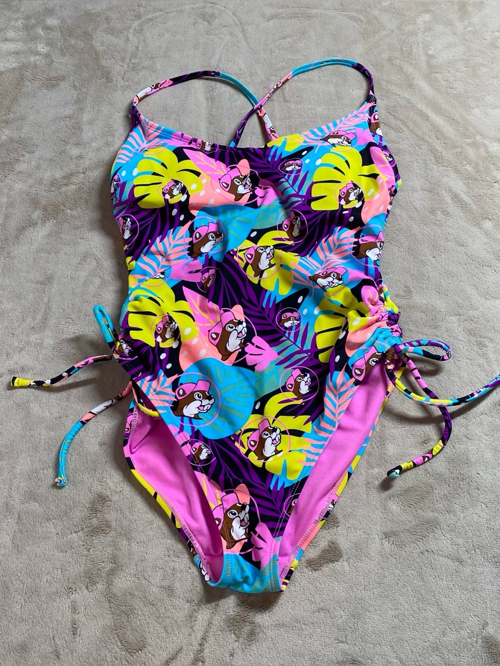 Buc-ee’s Y2K Tropical Cartoon Beaver One Piece Swimsuit Women’s Medium 2025